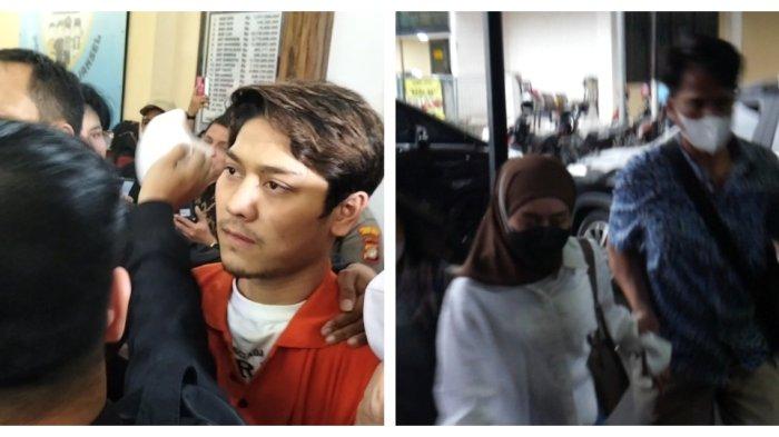 Kolase Foto Rizky Billar dan Lesti Kejora di Polres Metro Jakarta Selatan, Kamis (13/10/2022).