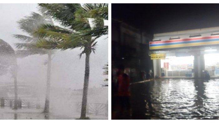 Kolase Ilustrasi Hujan dan Banjir di Bojonggede.