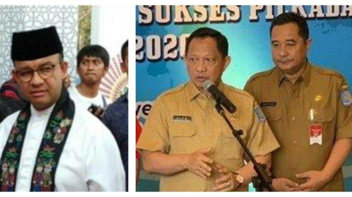 Kolase foto Anies Baswedan (kiri) dengan Mendagri Tito Karnavian dan Bahtiar. Bahtiar menjadi kandidat kuat PJ Gubernur DKI jakarta setelah dipilih seluruh Fraksi di DPRD DKI.