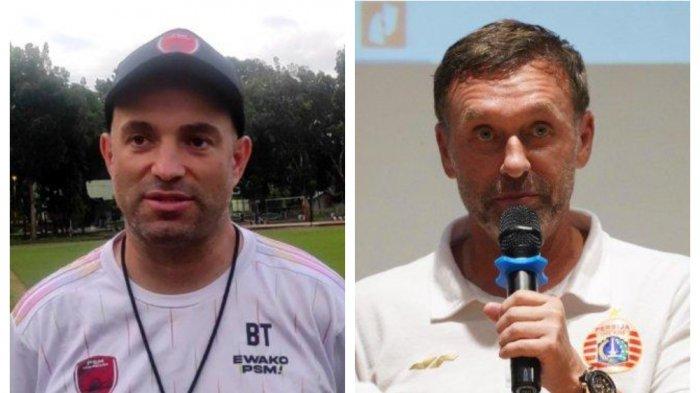 Kolase Foto Pelatih PSM Makassar Bernardo Tavares dan Pelatih Persija Jakarta Thomas Doll.