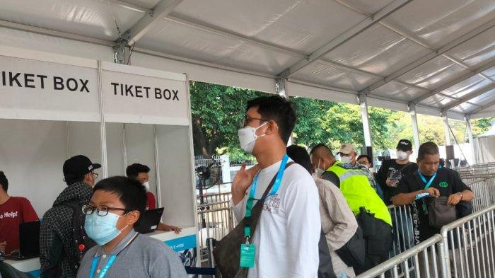 Suasana penukaran tiket di JIExpo Kemayoran, Sabtu (4/6/2022).