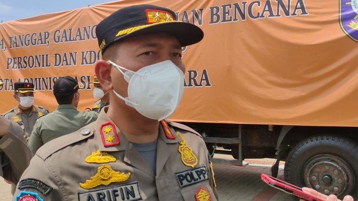 Kasatpol PP DKI Jakarta Arifin usai memimpin Apel Apel Siaga, Tanggap, Galang, Penanganan Bencana Personil dan KDO di Pantai Carnaval Ancol, Pademangan, Jakarta Utara, Kamis (7/10/2021).