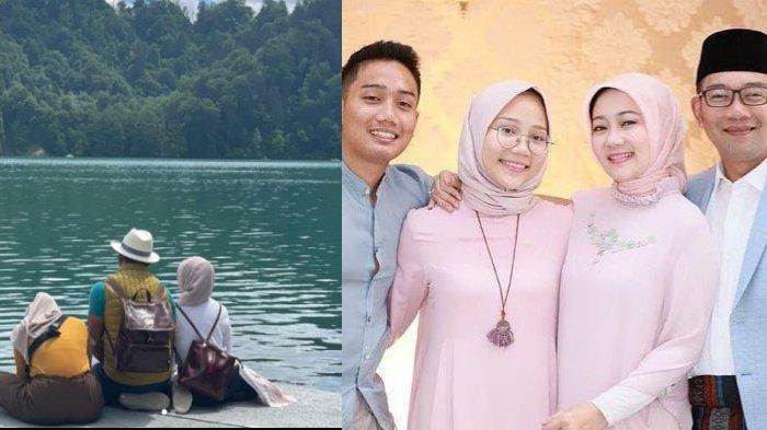 Atalia, Ridwan Kamil, dan Zara duduk termenung sambil memandang Sungai Aare.