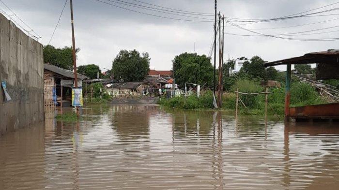 Banjir di Perumahan warga daerah Bantargebang Bekasi.