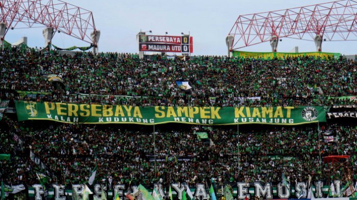 Bonek Mania memadati Stadion Gelora Bung Tomor, Surabaya, kala Persebaya Surabaya bentrok dengan Madura United. BOLASPORT.COM