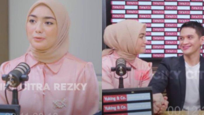 Citra Kirana tak melepaskan tangannya dari sang suami, Rezky Aditya selama melakukan klarifikasi.