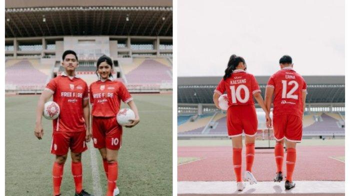 Momen foto prewedding antara Kaesang Pangarep dan Erina Gudono di Stadion Manahan Solo dengan mengenakan jersey Persis Solo.