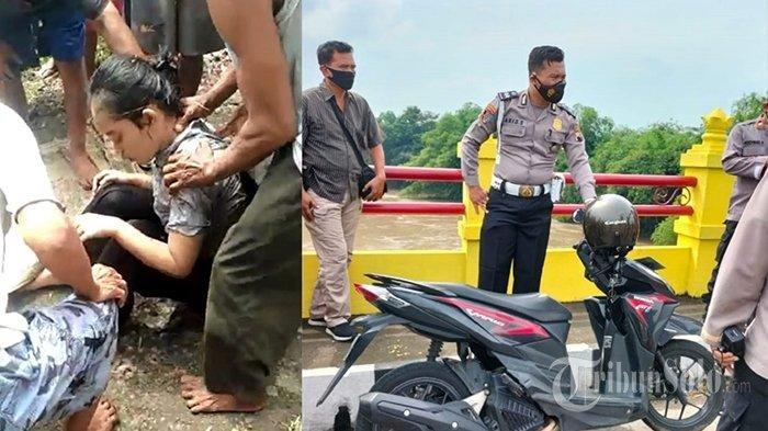 Detik-detik gadis asal Sragen ditolong warga usai loncat ke Bengawan Solo di wilayah Kragan, Kecamatan Gondangrejo, Kabupaten Karanganyar, Kamis (17/6/2021).