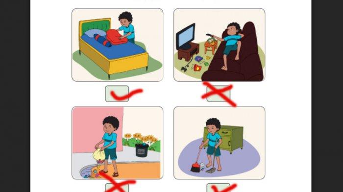 Pembahasan dan kunci jawaban buku tema 3 kelas 1 SD halaman 70.