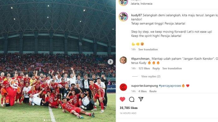 Postingan terbaru Ondrej Kudela di Instagramnya usai Persija menang melawan Bhayangkara FC.