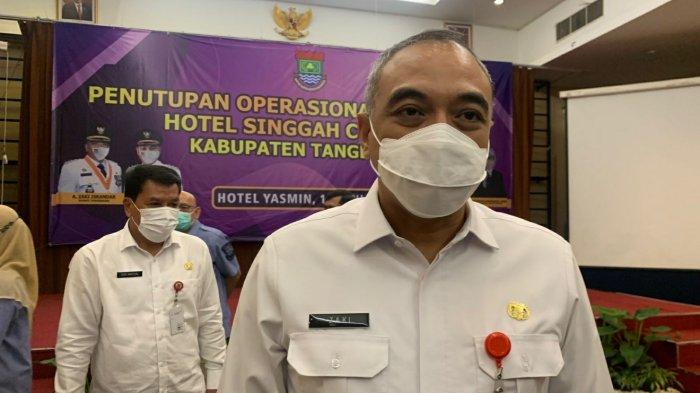 Bupati Tangerang, Ahmed Zaki Iskandar saat ditemui untuk menutup tempat isolasi terpadu (isoter) di Hotel Yasmin, Kecamatan Curug, Kabupaten Tangerang, Rabu (15/6/2022).