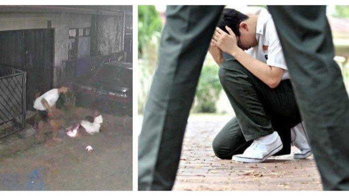 (kanan) Tangkapan layar rekaman CCTV saat A dibakar tiga pelaku di jalan lingkungan, Kecamatan Pasar Rebo, Jakarta Timur, Rabu (28/3/2022) dan (kiri) ilustrasi bullying