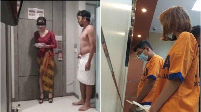 Polisi menunjukkan sejoli pemeran video syur perempuan kebaya merah, yakni ACS (29) dan AH (24), di Polda Jawa Timur, Selasa (8/11/2022). Dalam pemeriksaan, pasangan bukan suami istri itu mengaku telah membuat 92 video asusila dan 100 foto telanjang selama tahun 2022, serta menjualnya di media sosial dengan harga jutaan rupiah.