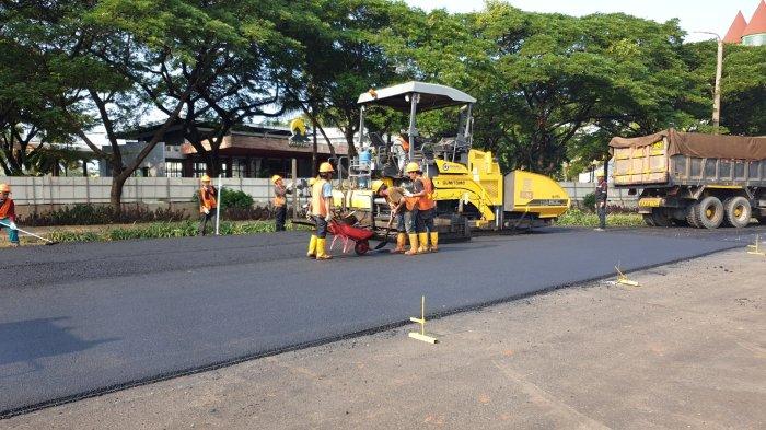 Pengaspalan Sirkuit Formula E, Ancol, Jumat (25/3/2022).