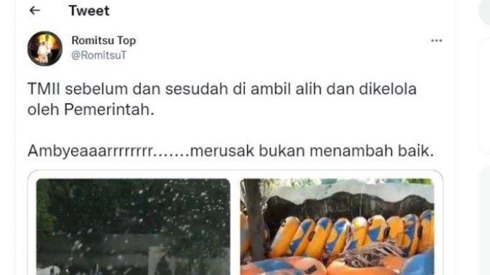 postingan viral tentang kondisi TMII yang tak terawat.