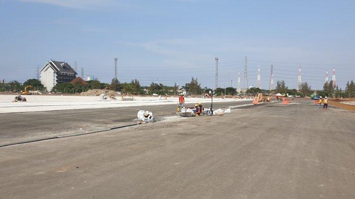 Progres 87 persen Sirkuit Formula E, Ancol, Jumat (25/3/2022).