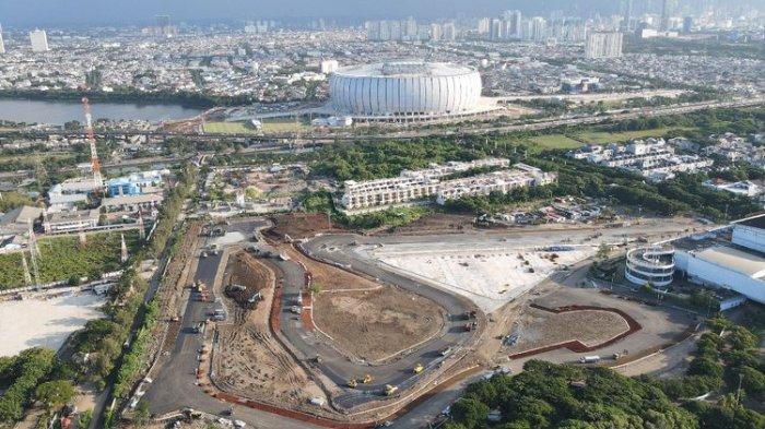 Progres Sirkuit Formula E Jakarta yang mencapai 80 persen, Senin (21/3/2022).