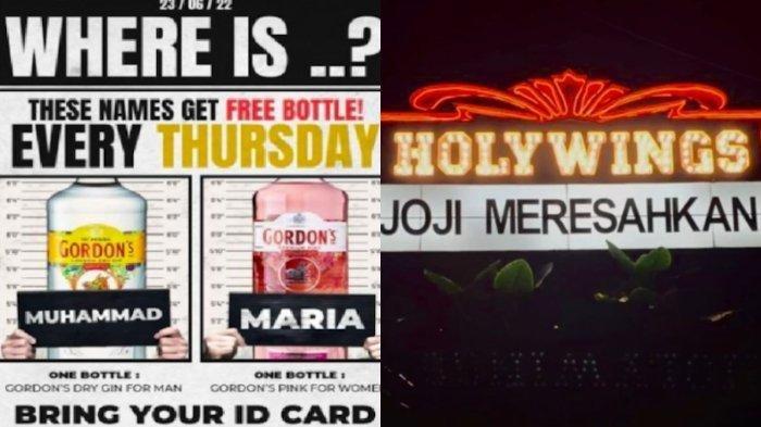 Viral poster promosi Holywings Indonesia yang menggratiskan sebotol minuman keras untuk orang-orang yang bernama Muhammad dan Maria. Promo iklan miras gratis di tempat hiburan atau kafe Holywings berbuntut penetapan tersangka 6 stafnya dan 3 unit cabang disegel GP Ansor.