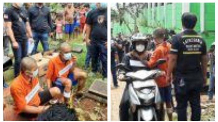 Dua eksekutor bayaran suruhan Lelih menjalani rekonstruk sewaktu dirinya menghabisi nyawa koki muda di TPU Kober Ulujami, Pesanggrahan, Jakarta Selatan.si
