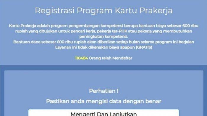 Tangkapan layar laman Prakerja palsu