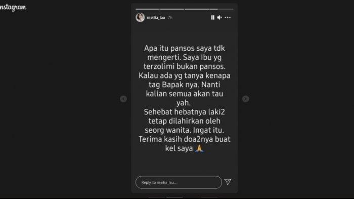 Unggahan Meilia Lau soal pansos.