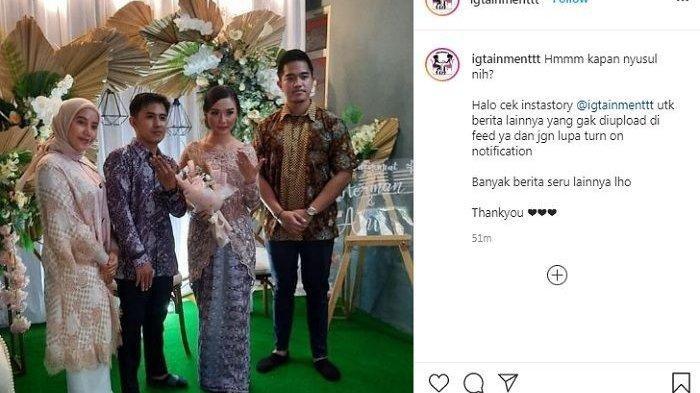 unggahan akun @igtainmenttt Minggu (4/4/2021) terlihat Kaesang dan Nadya foto bersama calon mempelai.