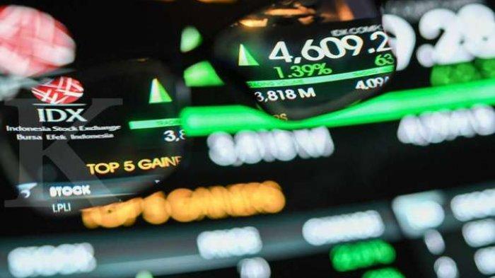 Layar menampilkan pergerakan Indeks Harga Saham Gabungan (IHSG)