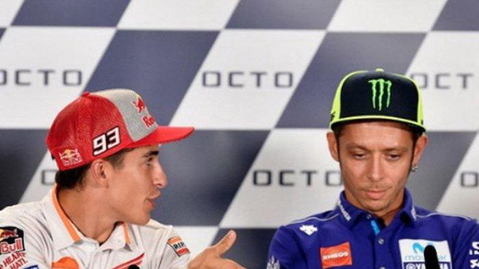 Marc Marquez (kiri) dan Valentino Rossi (kanan).