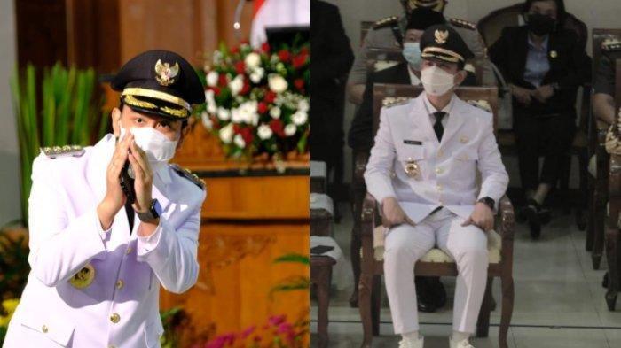 Gibran Rakabuming Raka, penampilan perdana memakai pakaian dinas lapangan Wali Kota Solo, Jumat (26/2/2021).