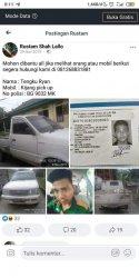 Status facebook di akun facebook bernama Rustam Shah Lallo