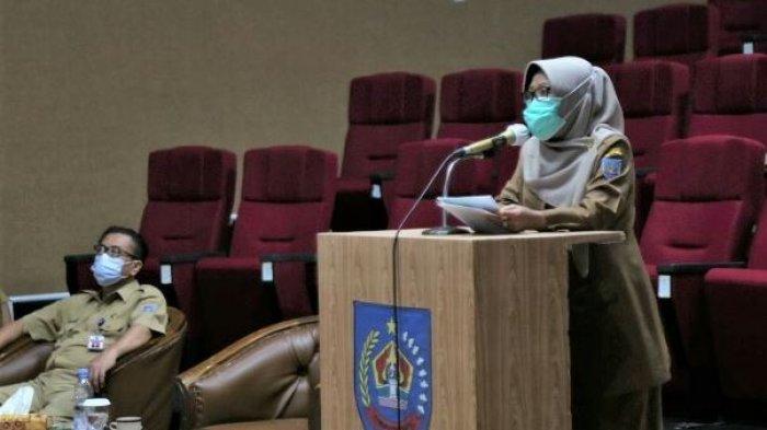 Bupati Tegal Umi Azizah saat menggelar Rapat Koordinasi Ekspose Draf Laporan Keterangan Pertanggung Jawaban (LKPJ) Bupati Tegal Tahun 2020, Selasa (9/3/2021) lalu di Gedung Dadali.