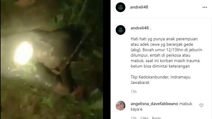 Postingan Andreli48 yang memperlihatkan gadis remaja ditemukan penuh lumpur
