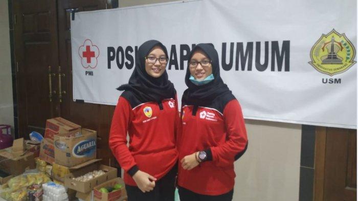Potret srikandi-srikandi yang menjadi relawan posko dapur umum Universitas Semarang (USM).