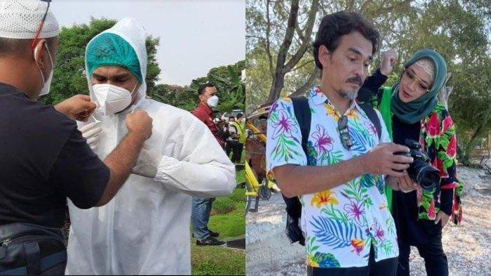 Rina Gunawan dimakamkan di TPU Tanah Kusir, sang suami Teddy Syach pakai APD lengkap untuk ikuti prosesi.