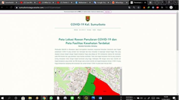 Tampilan WebGIS sumurbotosiaga.wixite.com yang dibuat untuk memberi informasi dan pendataan Covid-19 di Kelurahan Sumurboto