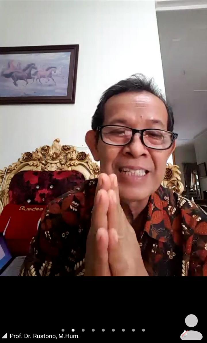 Rektor Universitas Ivet Prof Dr Rustono memberikan sambutan dalam kegiatan penandatanganan MOU antara Universitas Pahlawan Tuanku Tambusai Riau dan Universitas Ivet melalui daring