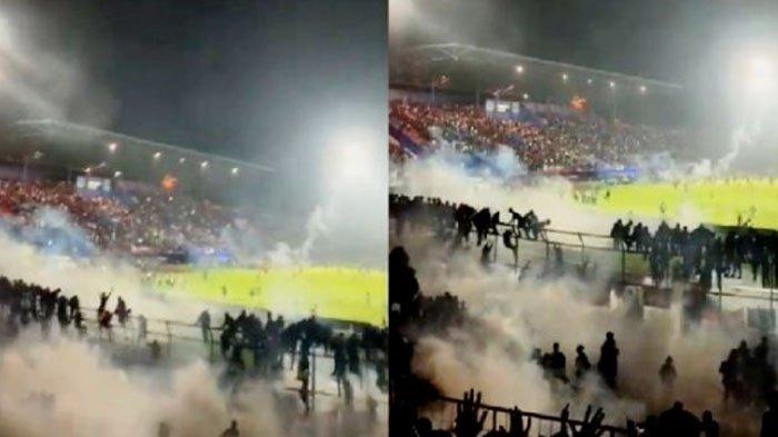 Cuplikan rekaman suasana Stadion Kanjuruhan Malang setelah tragedi 174 orang tewas, Sabtu (1/9/2022).