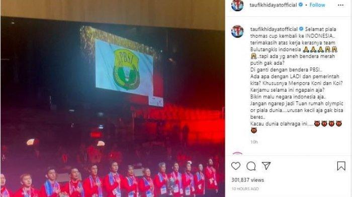 Alasan bendera Indonesia tak berkibar di penyerahan piala Thomas Cup 2020 pebulutangkis senior Taufik Hidayat merasa kecewa