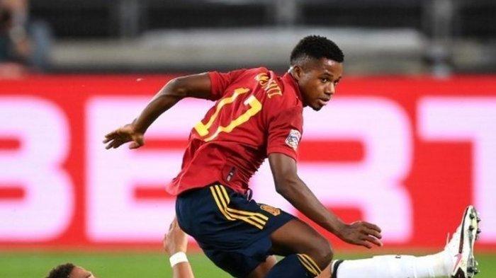 Pemain muda Barcelona, Ansu Fati, mencatatkan debutnya bersama timnas senior Spanyol kala melawan Jerman di pentas UEFA Nations League 2020.