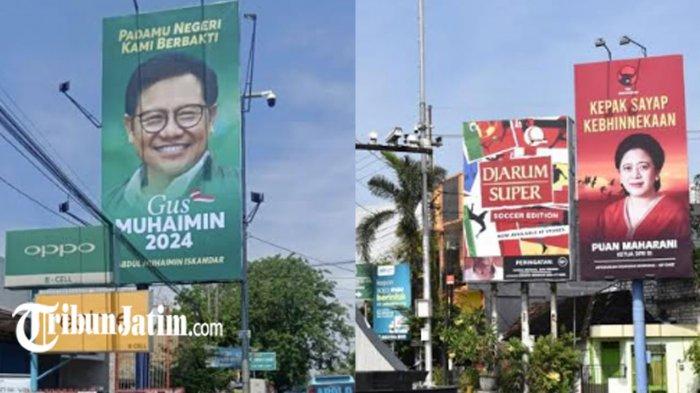 Baliho Puan Maharani dan Muhaimin Iskandar mulai menjamur di Lamongan.
