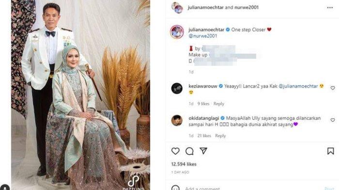Baru-baru ini, Juliana Moechtar tengah mendapatkan ucapan selamat setelah dirinya mengunggah foto prewedding bersama calon suami yang diketahui merupakan seorang bernama Dandim Letkol Nur Wahyudi.