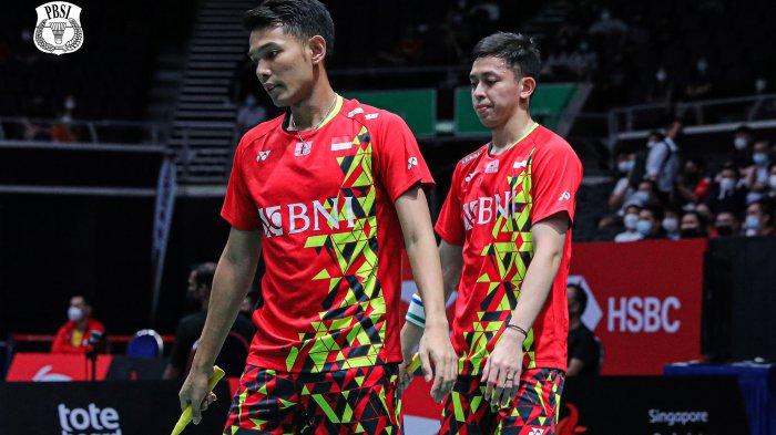 Pasangan ganda putra Indonesia, Fajar Alfian/Muhammad Rian Ardianto. Fajar Alfian/Muhammad Rian Ardianto nantinya akan berhadapan dengan ganda puta China di 16 besar Singapore Open 2022