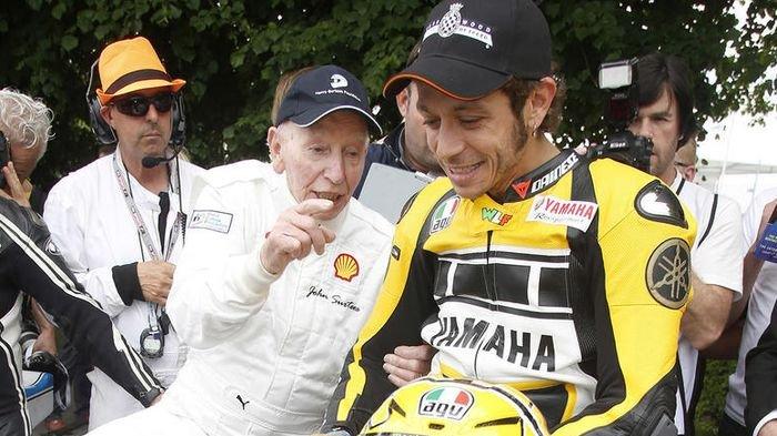 John Surtees dengan Valentino Rossi di Goodwood Festival of Speed 2015