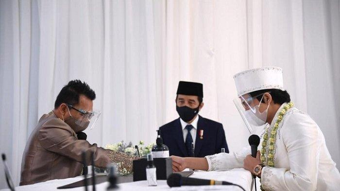 Presiden Joko Widodo (Jokowi) beserta Ibu Negara Iriana hadir pada acara akad nikah Titania Aurelie Nur Hermansyah (Aurel) dengan Muhammad Attamimi Halilintar (Atta).