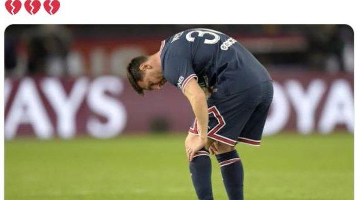 Lionel Messi dalam partai Liga Prancis antara PSG vs Lille (29/10/2021).