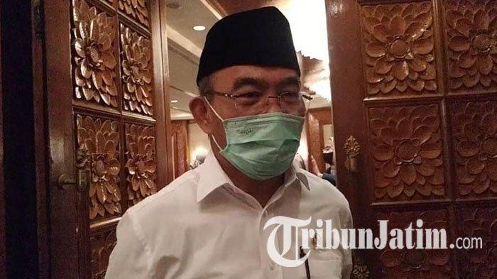 Menko PMK, Muhadjir Effendy seusai bertemu dengan IDI Jatim, Kamis (16/7/2020).