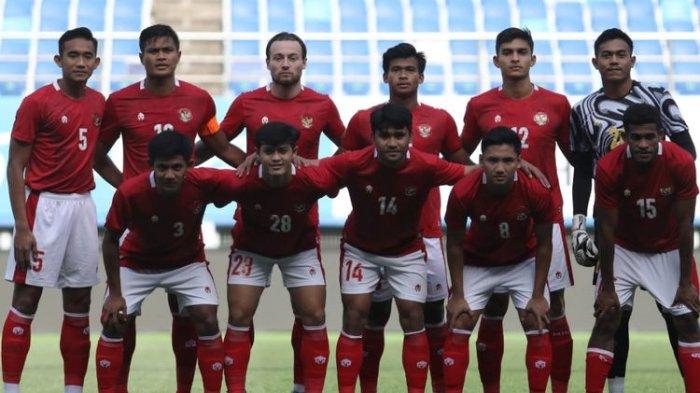 Skuad Timnas Indonesia U-23 saat uji coba di Korsel pada April 2022.