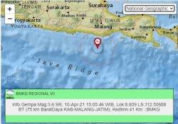 gempa susulan kedua yang dicatat BMKG terjadi sekira pukul 15.05 WIB