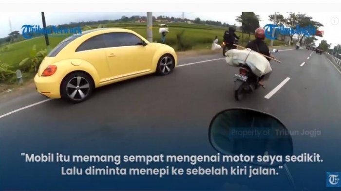 Potongan video saat pengemudi VW dihentikan polisi setelah menerobos penyekatandi Prambanan.