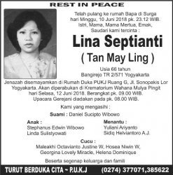 Berita Duka Cita : Lina Septianti ( Tan May Ling )